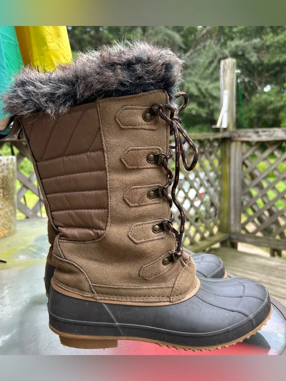 Khombu Colyn Women's Waterproof Duck Boots with Faux Fur Trim